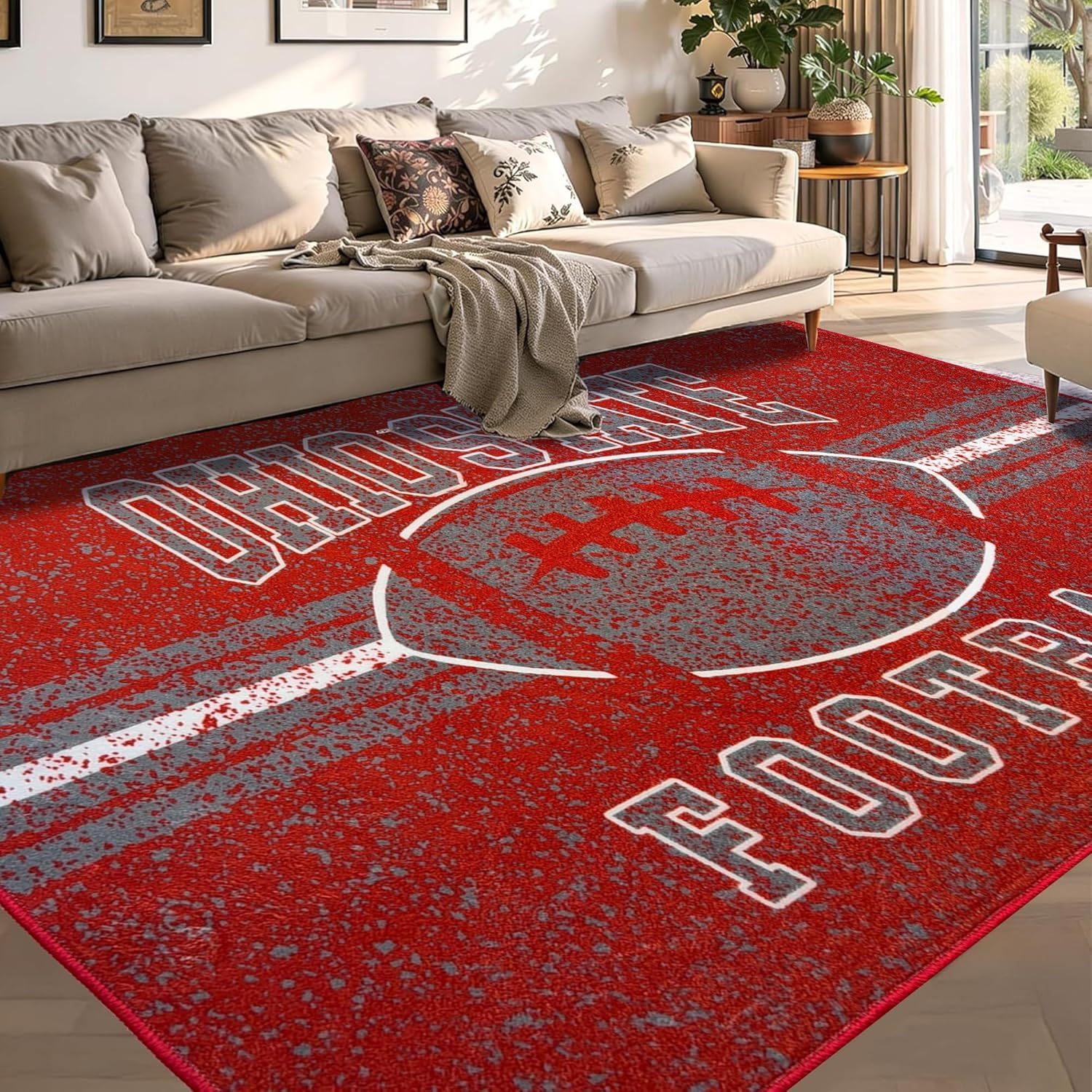 Machine Washable Rug 5x7, Low Pile Indoor Area Carpet for Bedroom Living Room Office Kitchen Dining Laundry Room, Easy-Clean