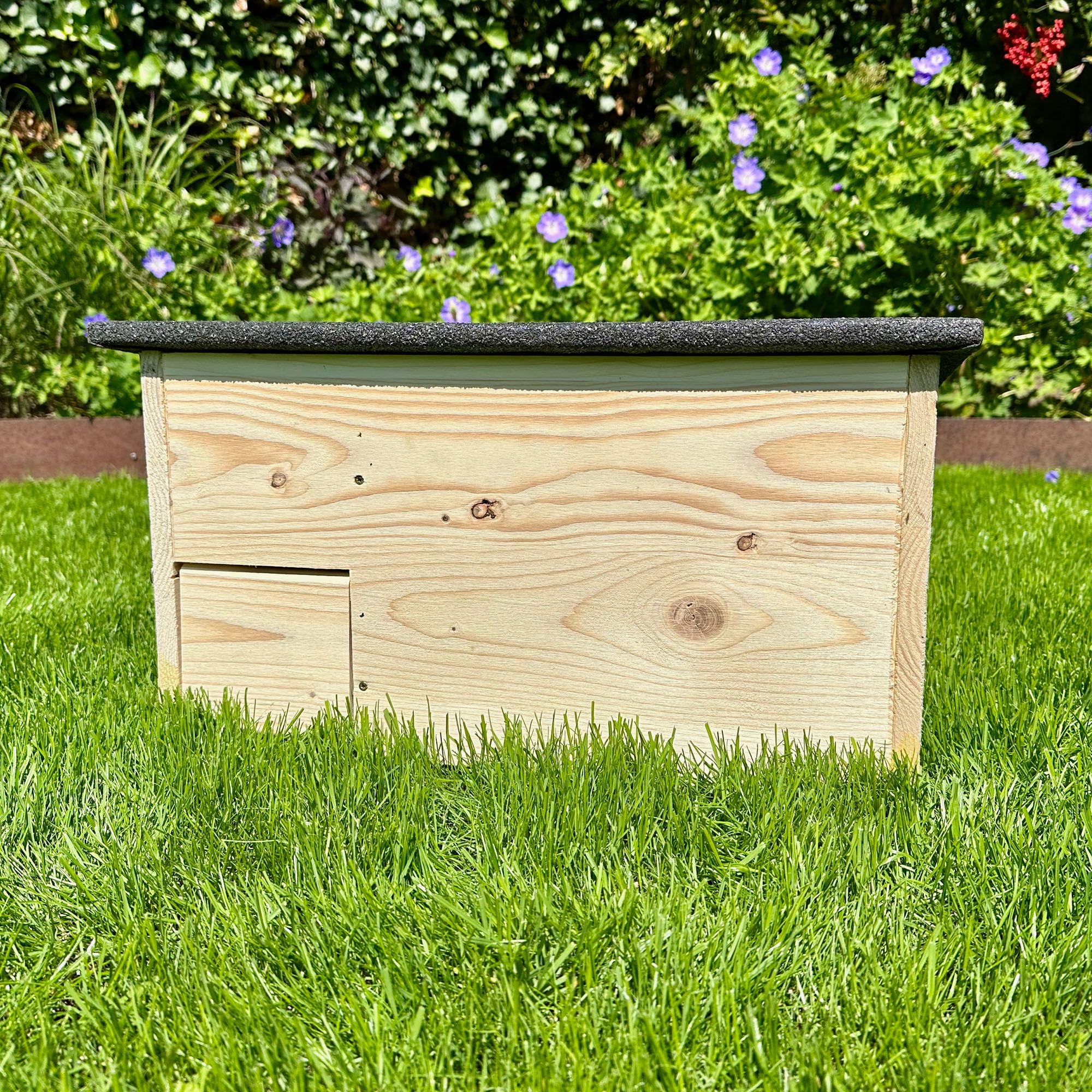 GARTENETAGE Igelhaus mit Rattenklappe aus Holz – wetterfestes Igelhotel für den Garten, sicherer Überwinterungsplatz, naturbelassenes Igelhaus für Wildtiere, nachhaltiger Unterschlupf