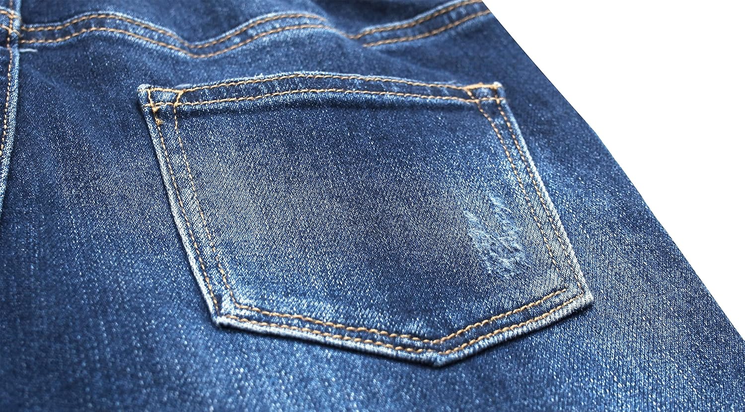 KIDSCOOL SPACE Girls Jeans,Elastic Waist Back Ripped Fashion Soft Denim Pants