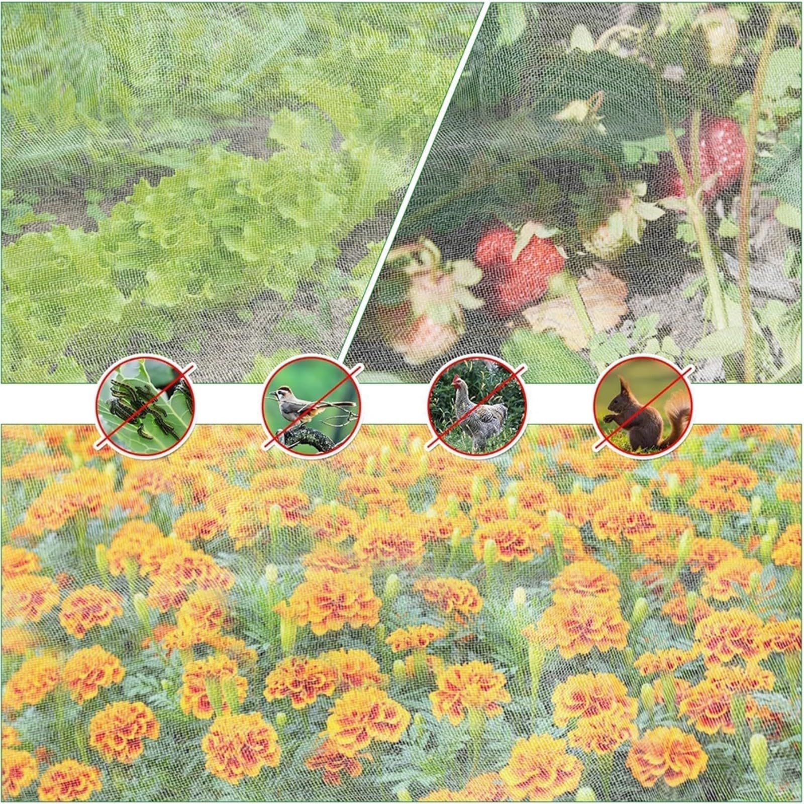 2 Pack garden netting for raised beds,garden bed cover,pest barrier,bird netting Plant Net for Raised Beds, with Drawstring,for Fruit Flower Plant Vegetable Crop
