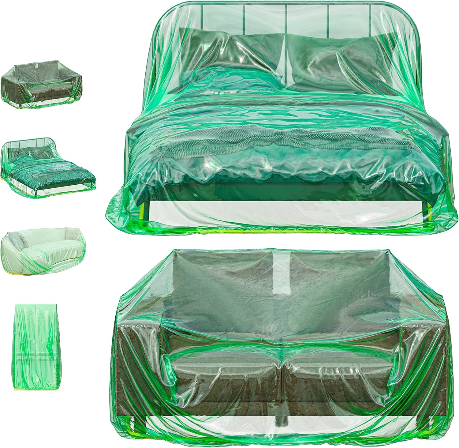 Skywin Furniture Covers for Moving 2 Pack, 101x75x50 Large Sofa Couch Storage Bag & Plastic