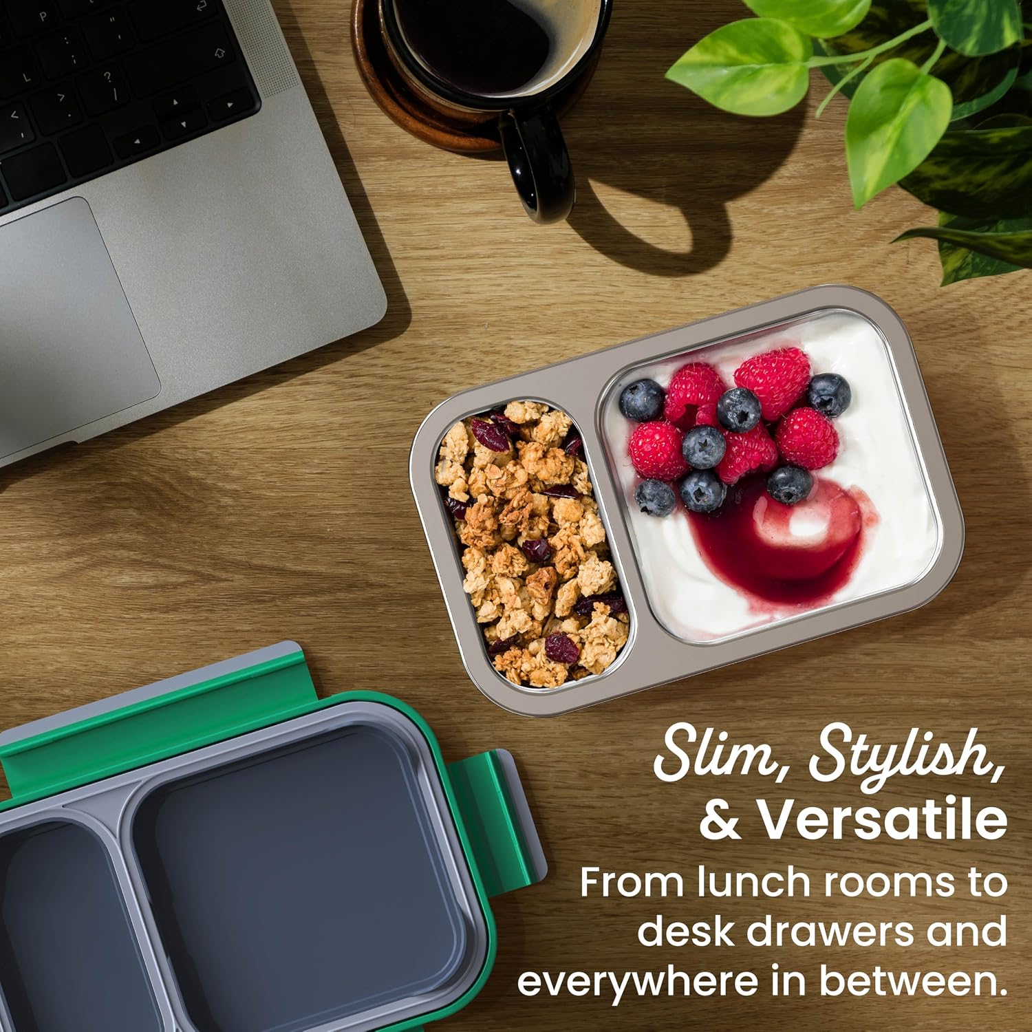 Bentgo Stainless Steel Snack Box, Leak-Proof, 2 Compartments, 2-Cup Capacity