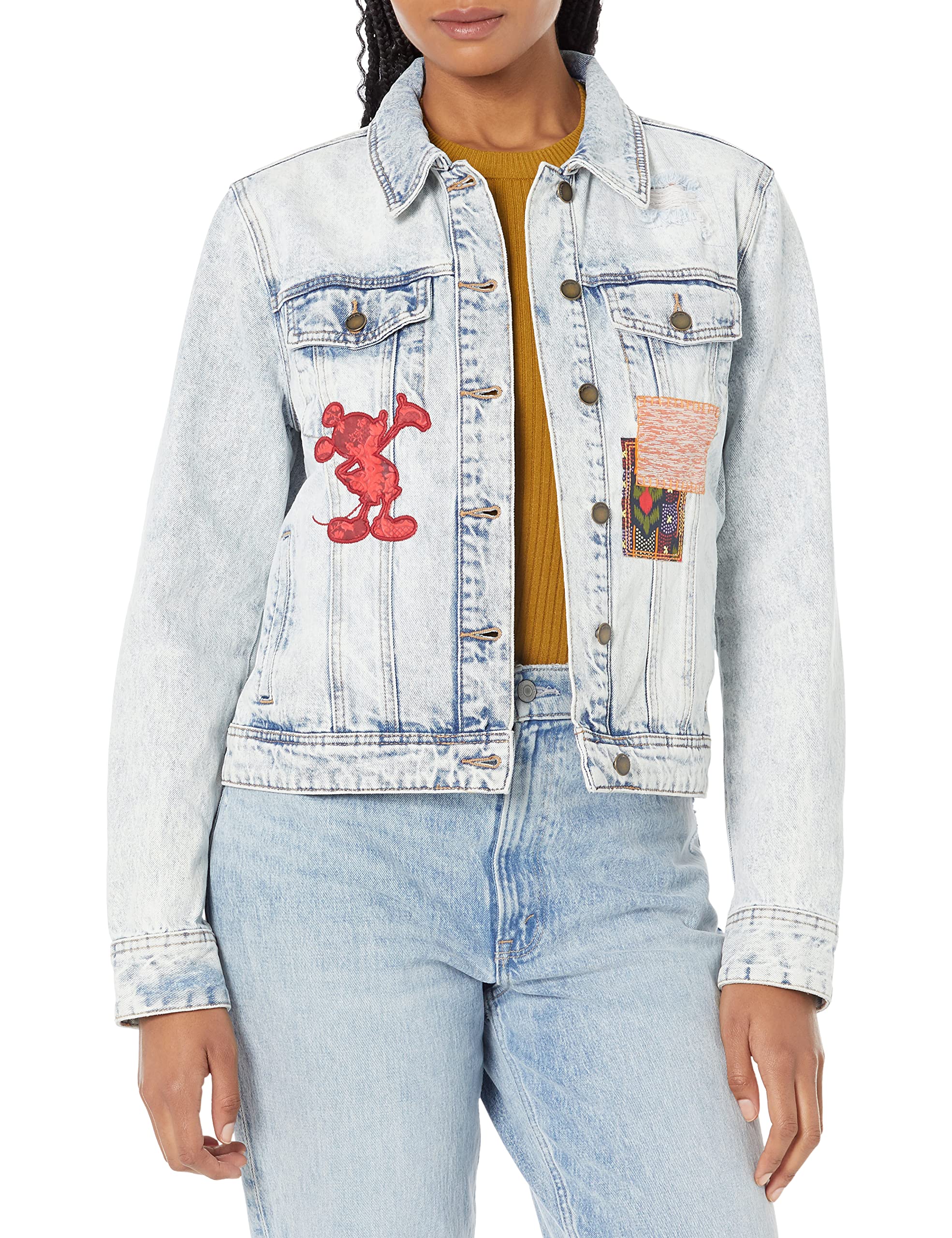 Desigual Women's CHAQ_Patch, 5053 Denim MEDIUM Jacket, Blue, XXL