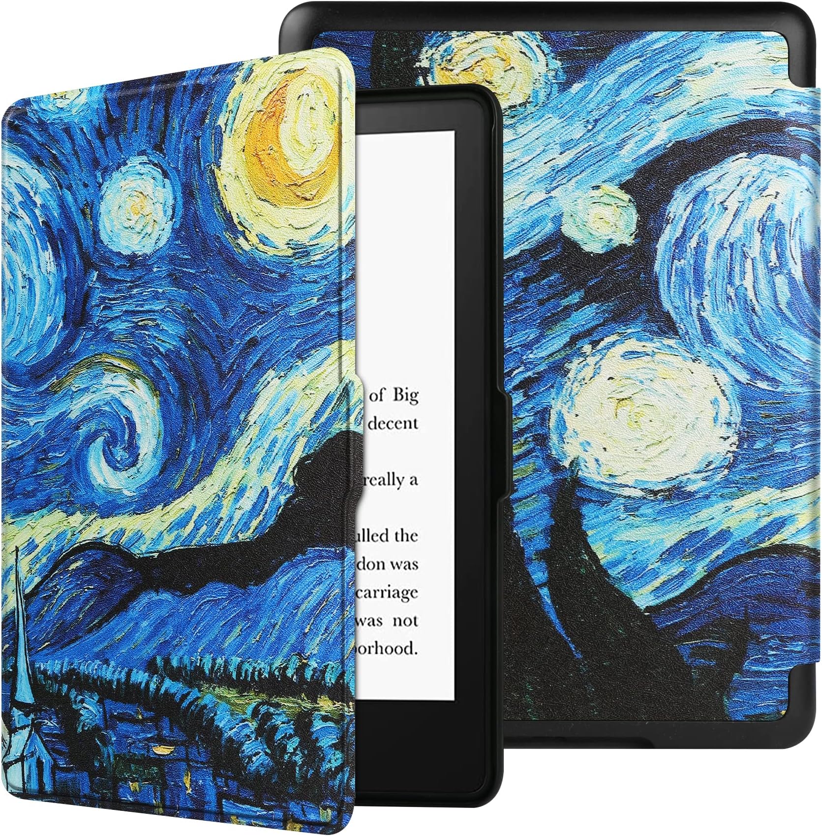 HoYiXi Case for 6.8" Kindle Paperwhite 11th Generation 2021 release and Kindle Paperwhite Signature Edition 2021 Slim Leather Cover Smart Cover with Auto Sleep/Wake Painted Shell - starry night