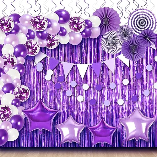 Gran arco de globos de graduaciĂłn pĂşrpura 2022, paquete de 155 globos morados 2022, flecos de papel de aluminio pĂşrpura, remolinos colgantes Gran arco de globos de graduaciĂłn pĂşrpura 2022, paquete de 155 globos morados 2022, flecos de papel de aluminio pĂşrpura, remolinos colgantes