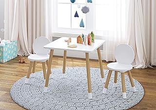 UTEX Kids Table with 2 Chairs Set for Toddlers, Boys, Girls, 3 Piece Kiddy Table and Chairs Set, White