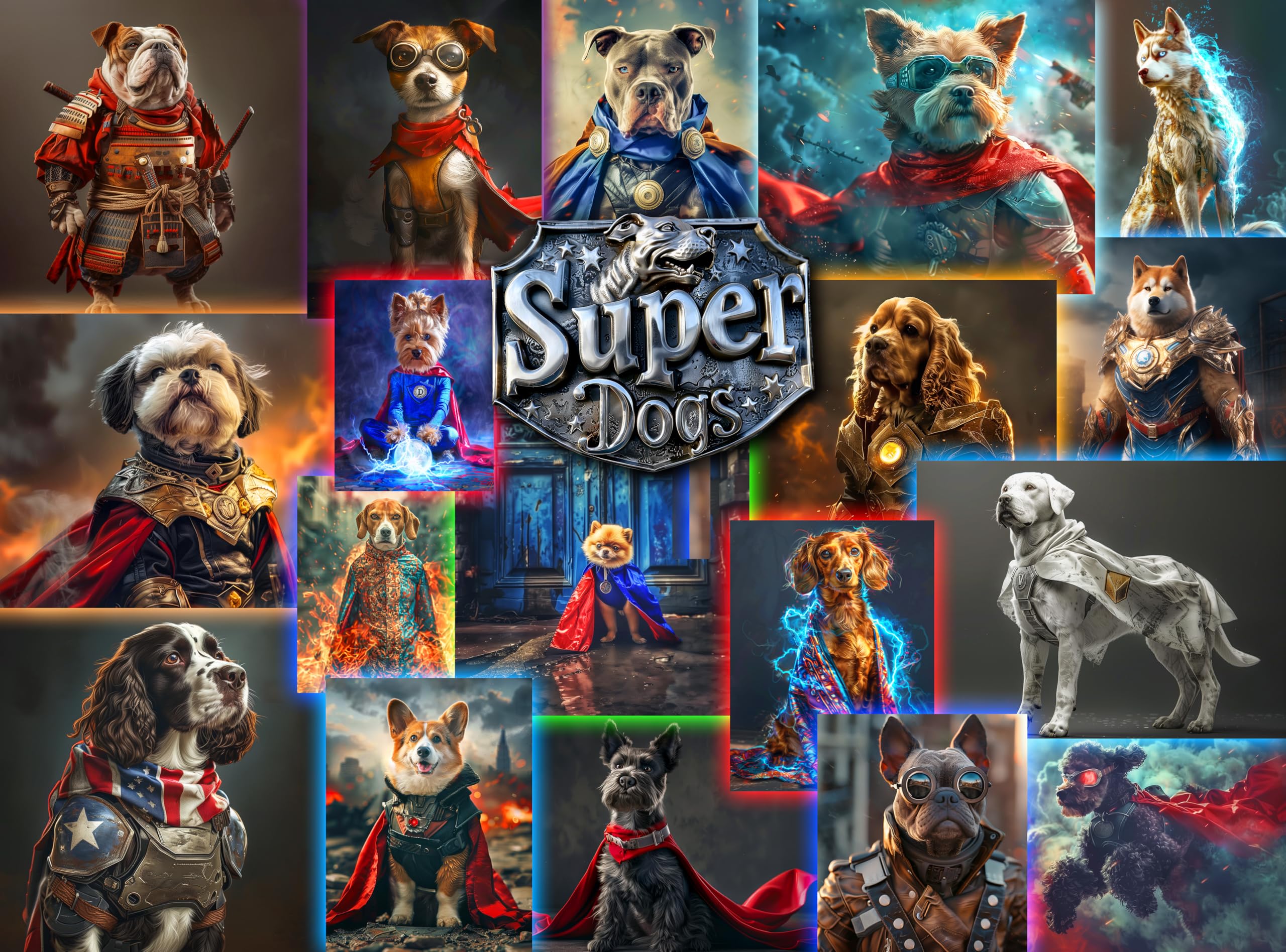 Adult Jigsaw Puzzle Superhero Dogs 1000 Piece