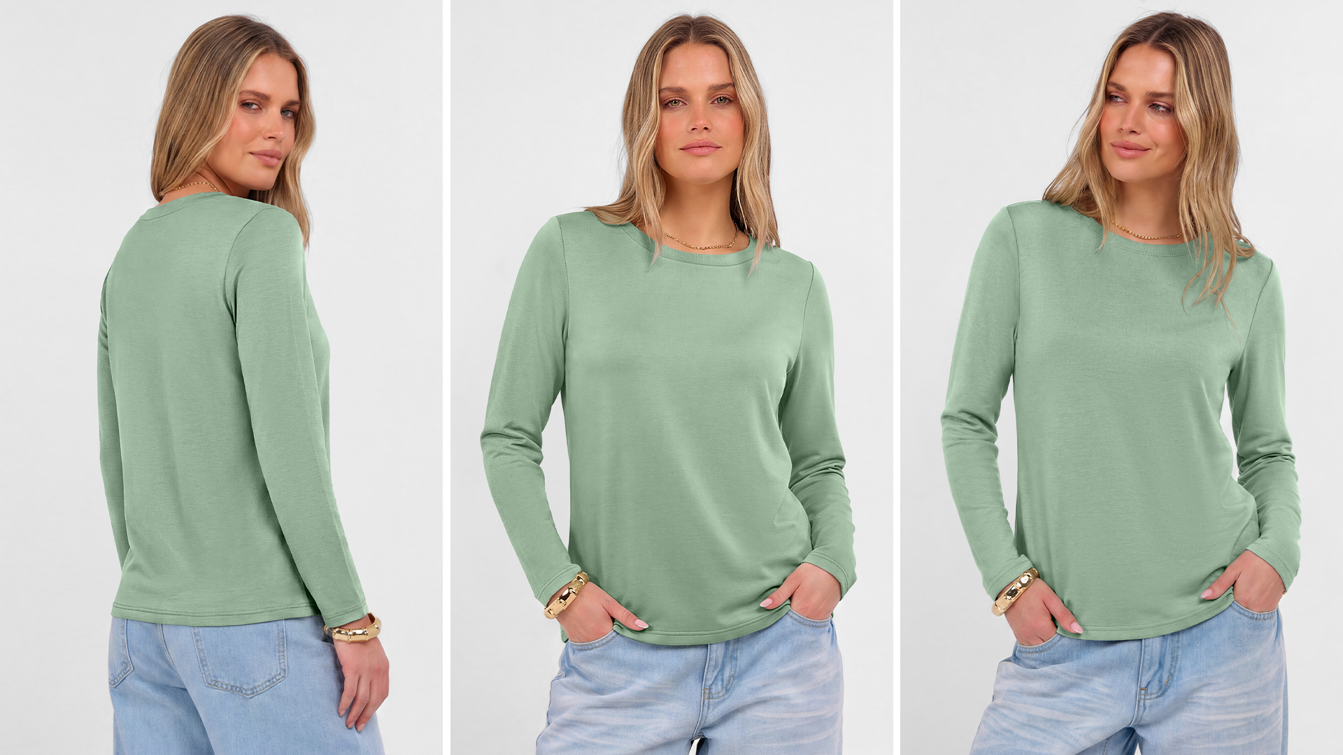 ANRABESS Long Sleeve Shirts for Women Wrinkle Free Crew Neck Fall