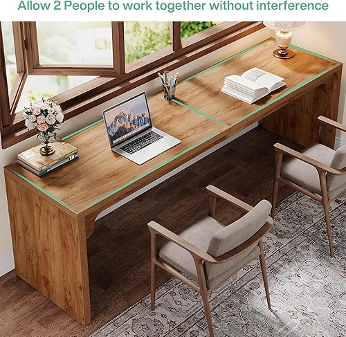 Miniatura 6 de Tribesigns - Escritorio para computadora de 78.7 pulgadas, escritorio extra largo de madera, mesa grande de escritura para 2 personas para oficina