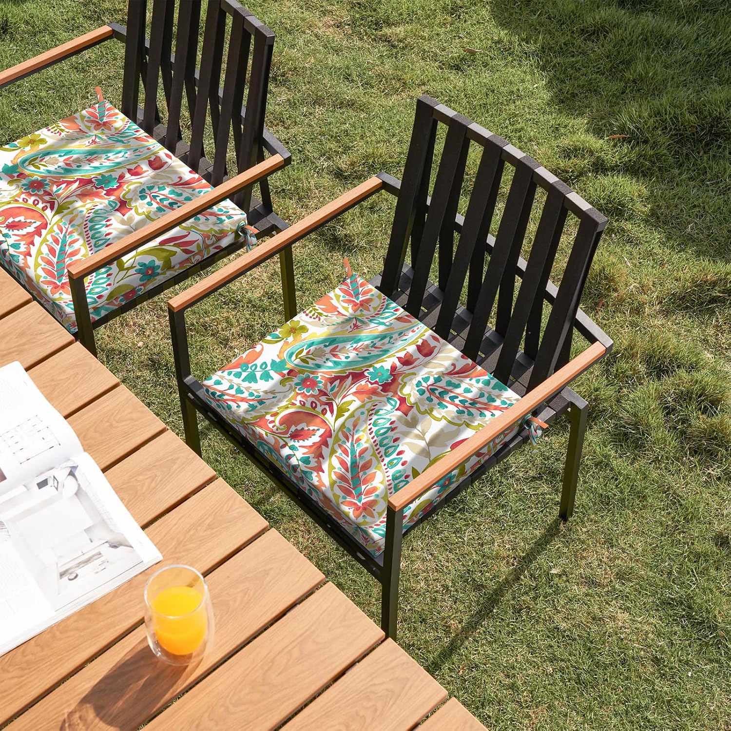 DYTXIII Set of 4 Outdoor Chair Cushions, Water Resistant 18.5"x16"x2" Square Seat Cushion for Patio Dining Chairs, High-Density Replacement Pads for Indoor Outdoor Furniture - Pretty Paisley