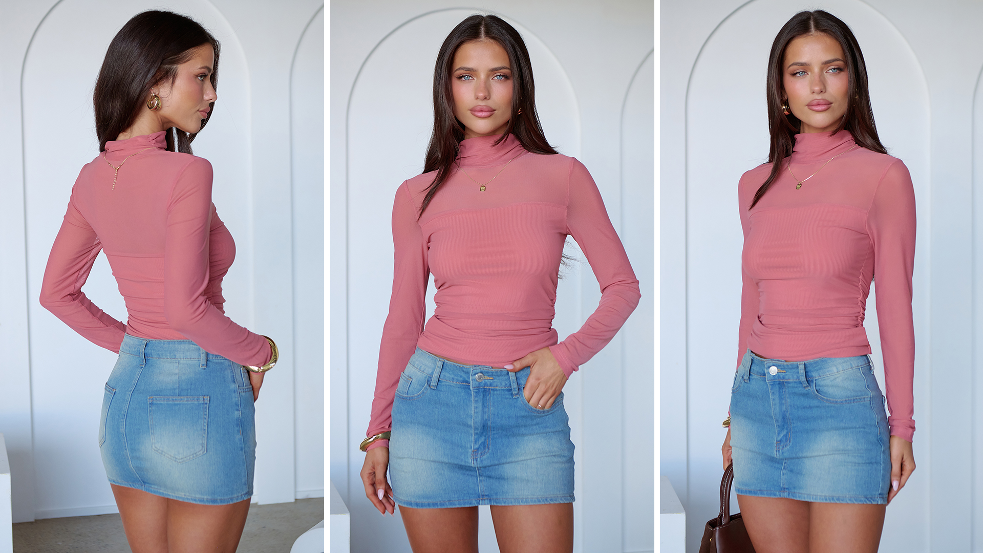 ANRABESS Womens Sexy Mesh Long Sleeve Shirts Trendy Mock Neck