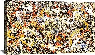 BOHU ARTS Jackson Pollock Painting Abstract Wall Art Convergence Framed Canvas Art for Bedroom Livingroom Office