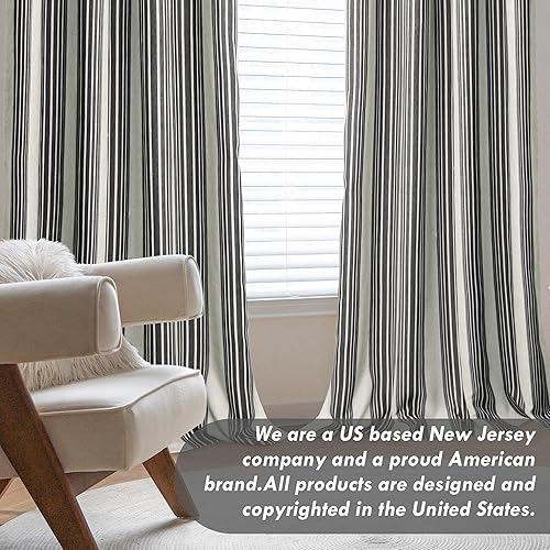 Miniatura 8 de DriftAway Chris Linen - Cortinas opacas con capa térmica y reductora de sonido, 63 pulgadas de largo para dormitorio, cortinas estampadas a rayas