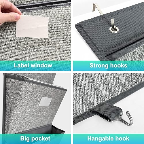 Miniatura 3 de homyfort Organizador de archivos de pared para colgar sobre la puerta, organizador de carpetas de archivos colgantes con 5 bolsillos grandes para