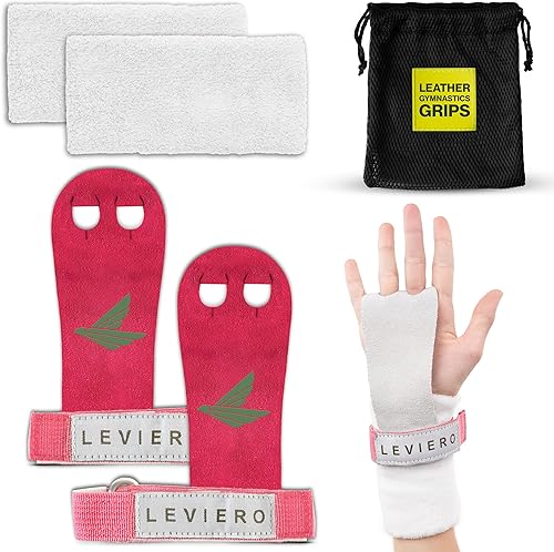 Palmies - Agarres de gimnasia para gimnasia, agarres multiusos de cuero suave con agujeros ajustables para los dedos, levantamiento de pesas, pesas