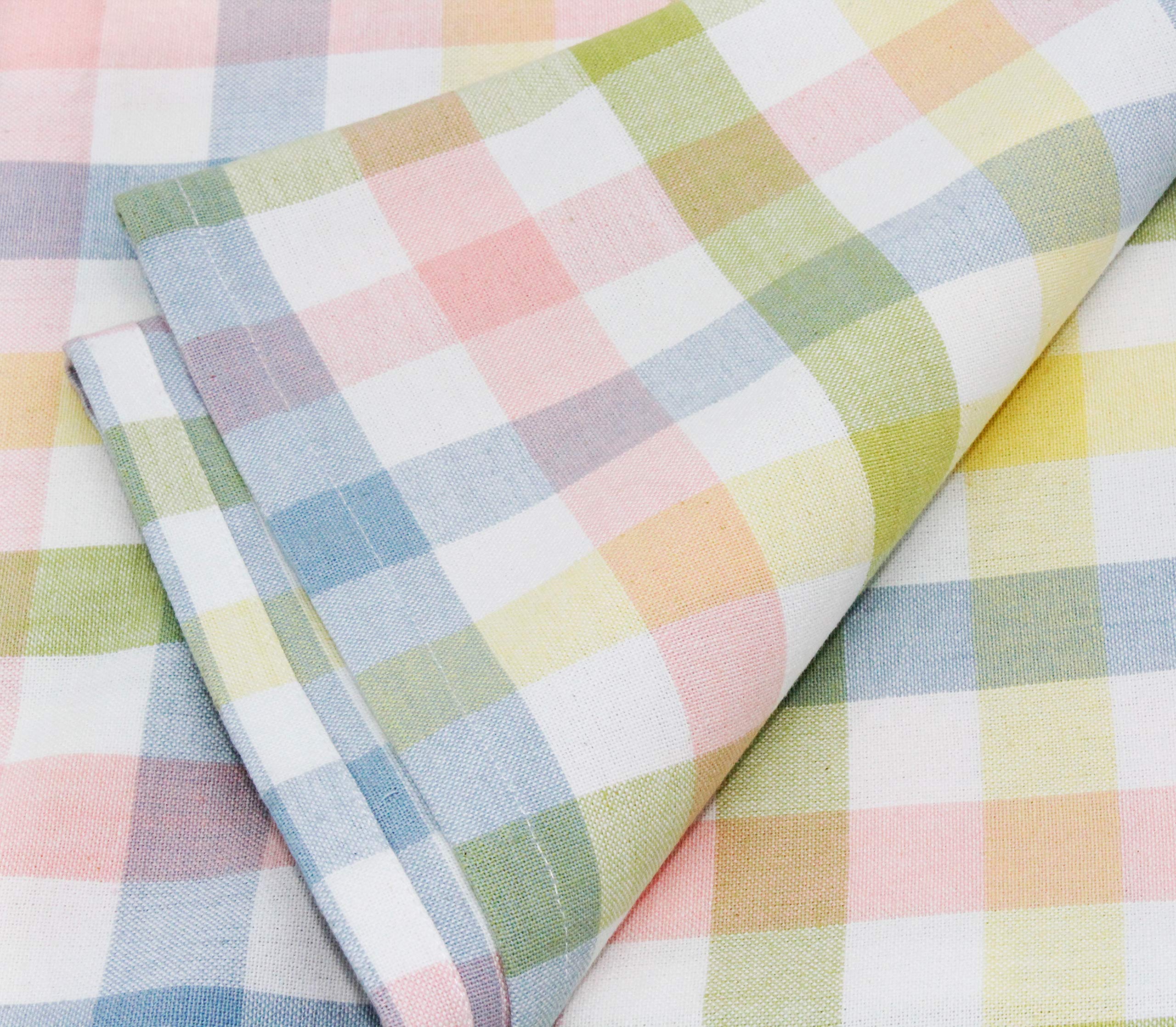 Cotton CRAFT - Tovaglia in puro cotone a quadretti, 152,4 x 304,8 cm, multicolore pastello