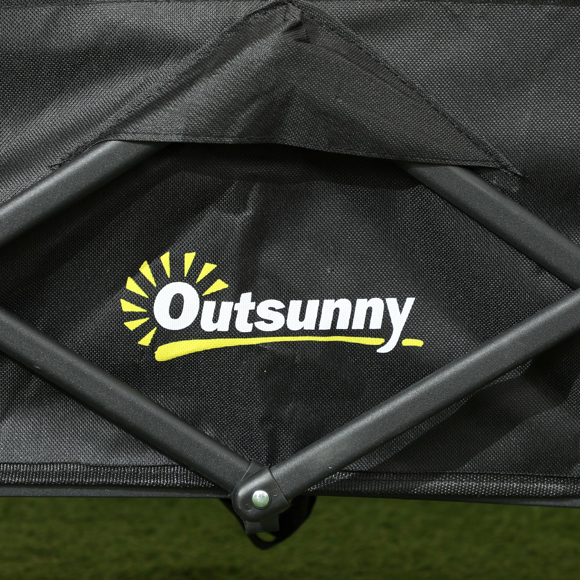 Outsunny Carrello da Giardino da 62L con Ruote Girevoli, Carrello Spiaggia Pieghevole in Metallo e Tessuto Oxford con Borsa e Maniglia Girevole e Regolabile, 76x48x86 cm, Nero
