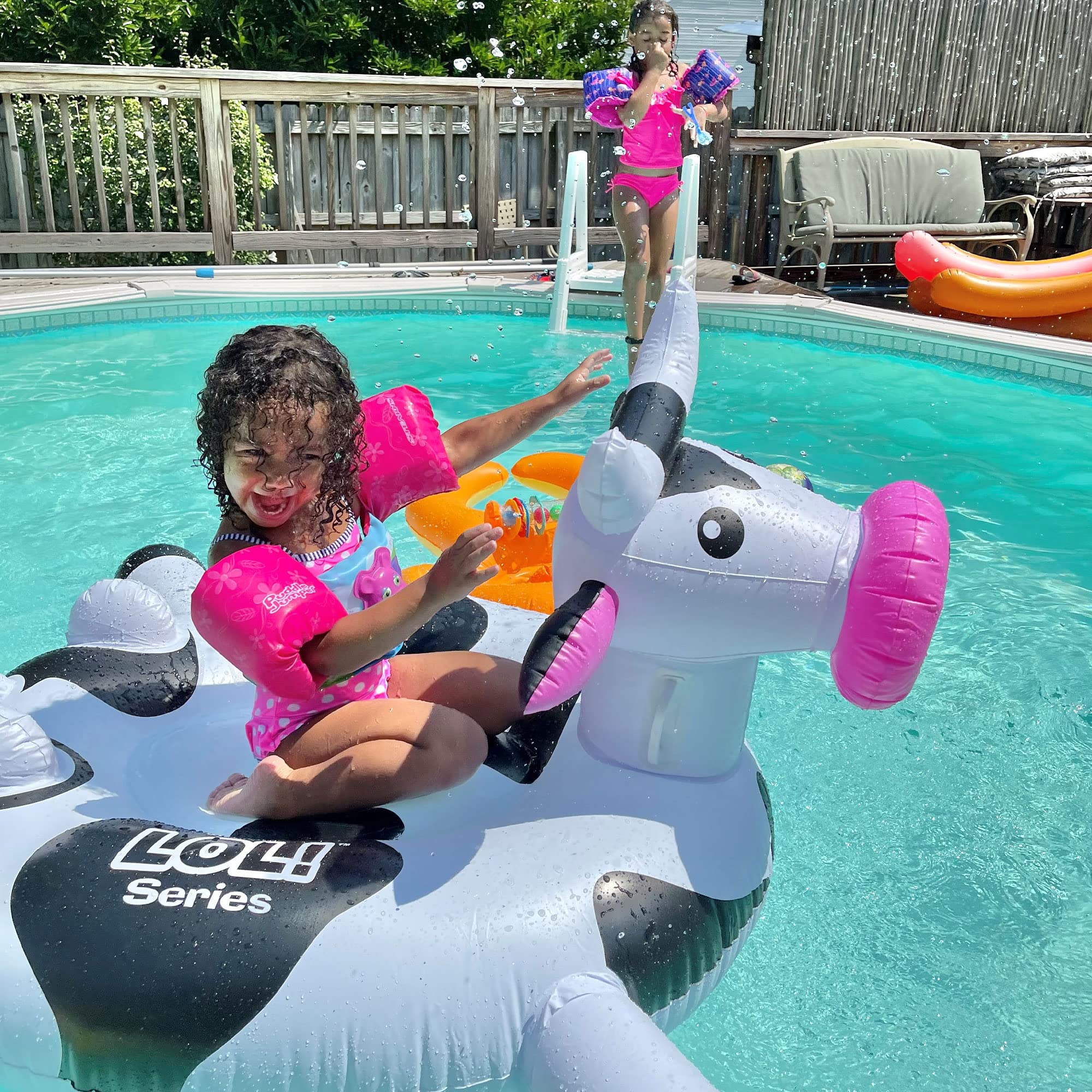 SWIMLINE ORIGINAL 90268 Giant Inflatable LOL Cow Pool Float Fun Ride-On  Raft with Stable Legs Wings |Lounge Floatie Ideal for Summer Gatherings