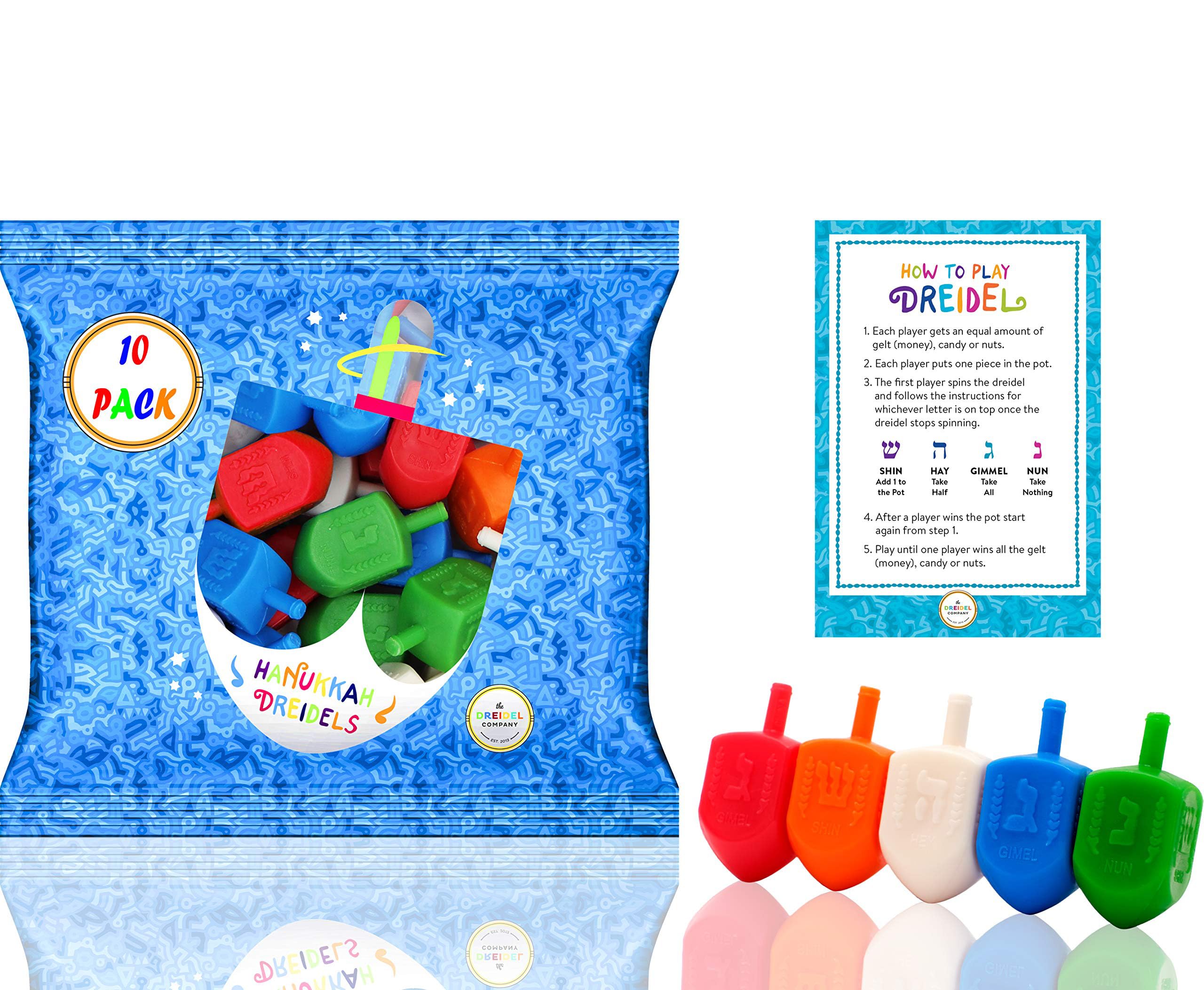 Amazon.com: The Dreidel Company 10 Bulk Pack Multi-Color Plastic