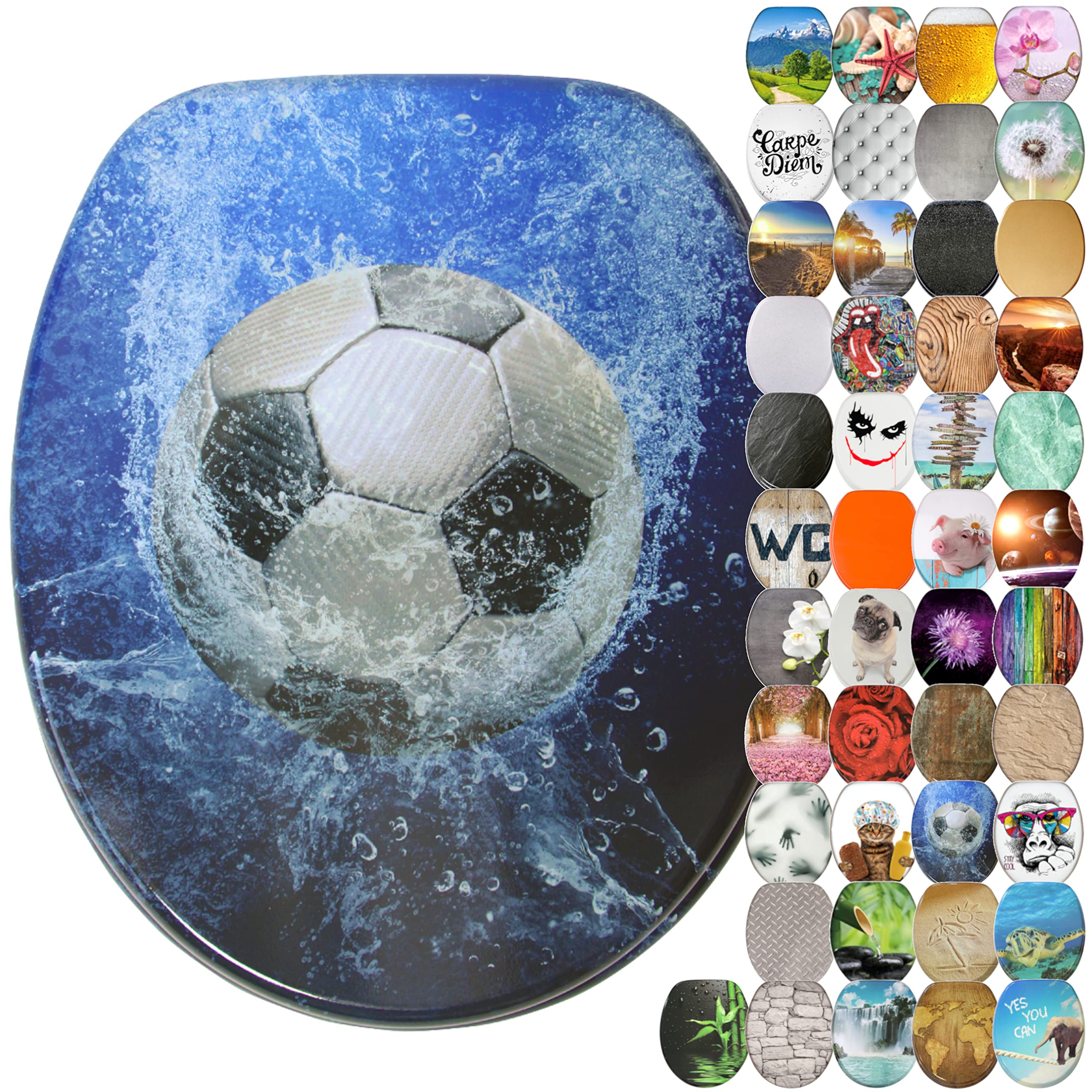 Sanilo Soft Close Toilet Seat, Wide Choice of New Toilet Seats, Stable Hinges, Easy to Mount (Soccer) โ image 1