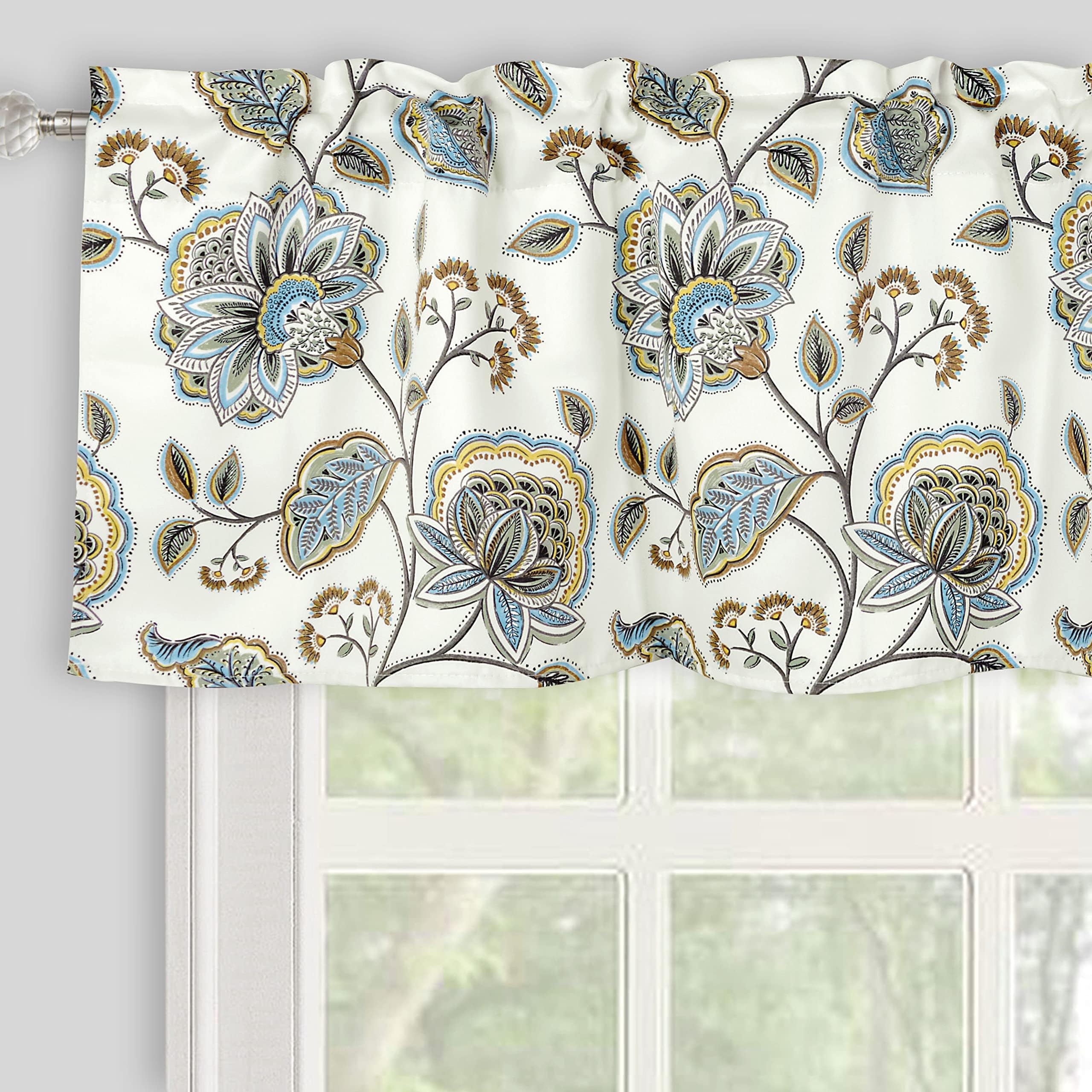 Inselnwald Floral Scroll Valance Curtains for Windows Kitchen Valance Window