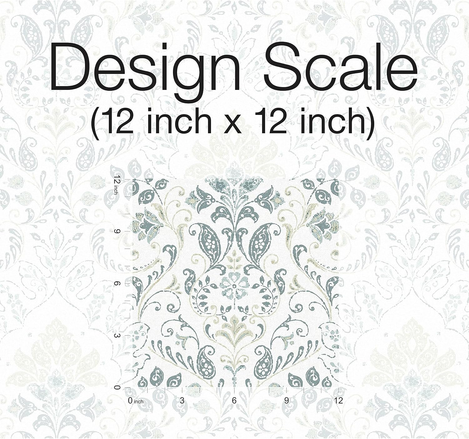 RoomMates RMK11998WP White and Blue Persian Damask Peel and Stick Wallpaper