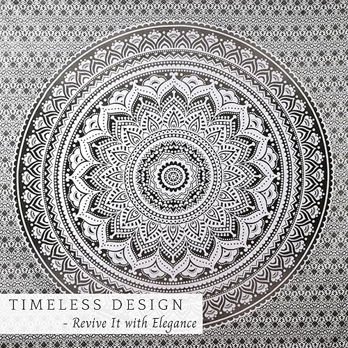 Miniatura 3 de RAJRANG BRINGING RAJASTHAN TO YOU Tapiz de algodón gris para colgar en la pared para dormitorio, decoración de habitación hippie con mandala