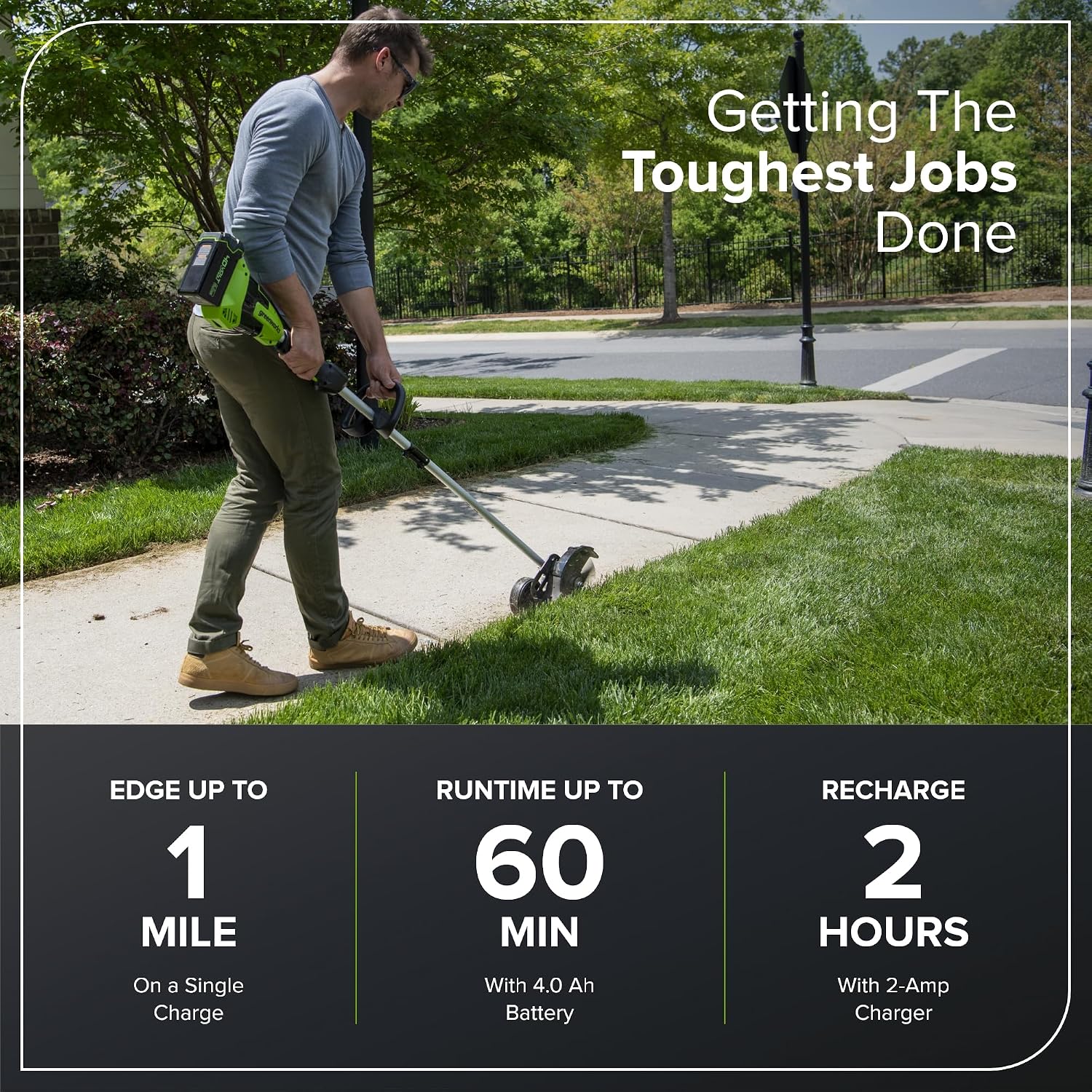  40V 8 in Cordless Electric Lawn Edger, 4.0 Ah Battery, Charger thumbnail