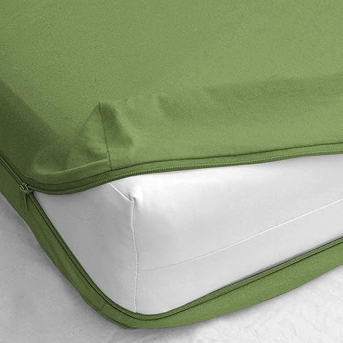 Miniatura 9 de Sábana bajera ajustable con cremallera, tamaño individual, bolsillo profundo de 6 pulgadas, 600 hilos, 100% algodón egipcio con cremallera (beige)