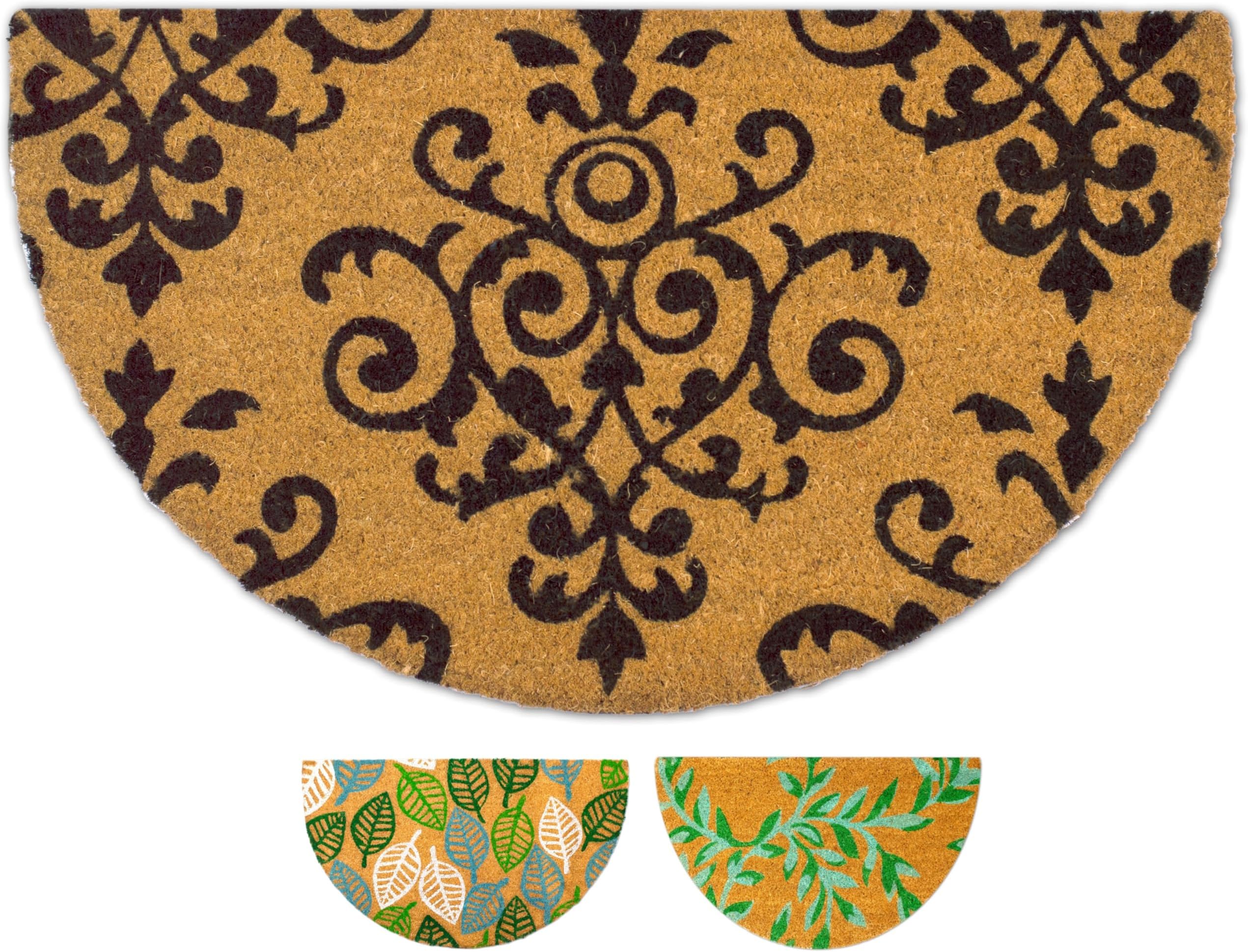 Coir Doormat - Stamped - 40x70 cm - Outdoor Door mat - Front Door mat outside - Half moon Doormats outside