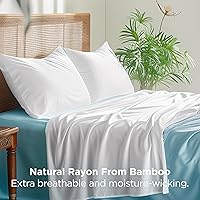 Vista 4 de Bedsure Fundas de almohada tamaño estándar, Fundas de almohada refrescantes, Fundas de almohada de rayón derivado de bambú blanco tamaño estándar