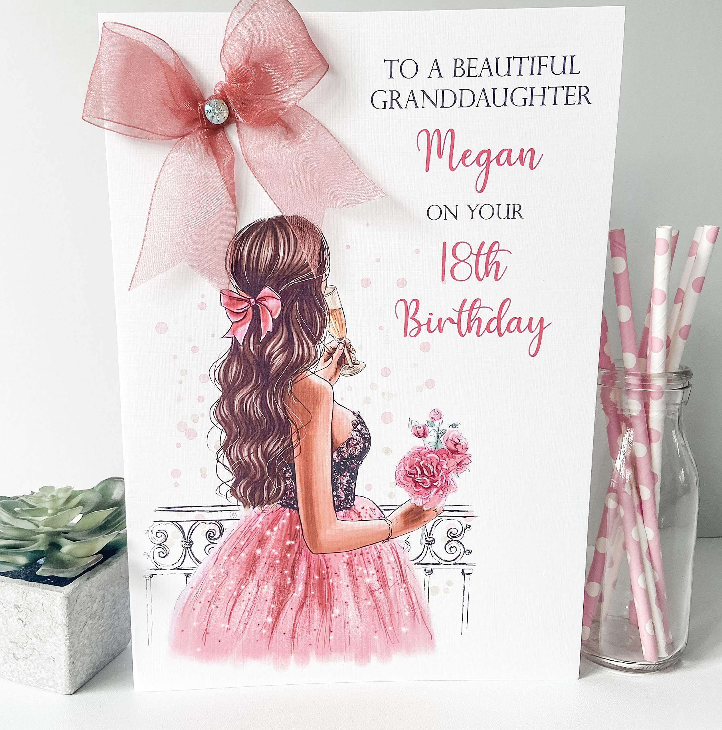 Large Personalised Handmade Birthday Card Female Girl Daughter Granddaughter Niece 16th 18th 21st (X LARGE A4, Hair Colour 3)