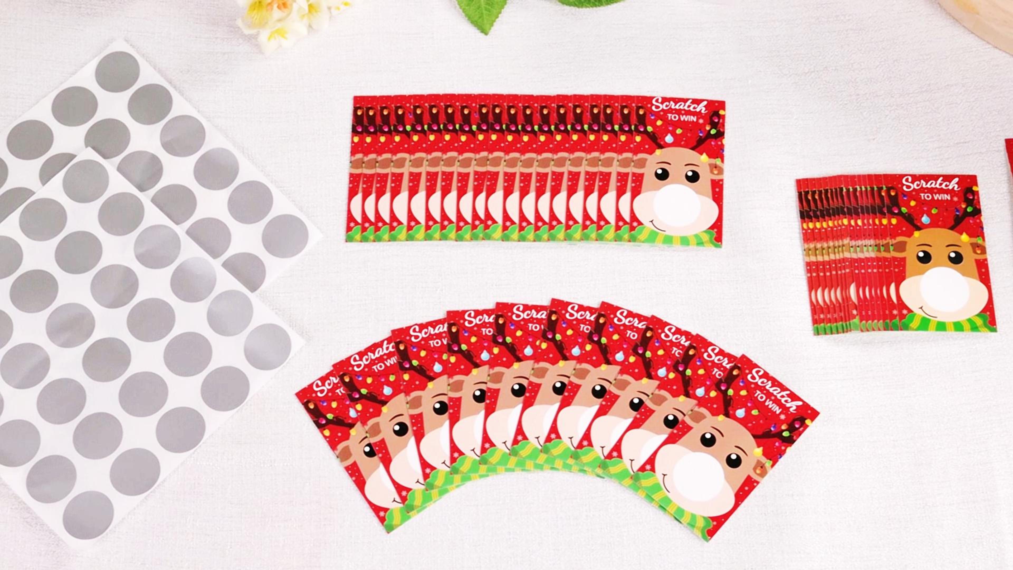 Christmas Scratch Off Game Cards, Scratch Off Stickers Holiday Games, Lottery Raffle...