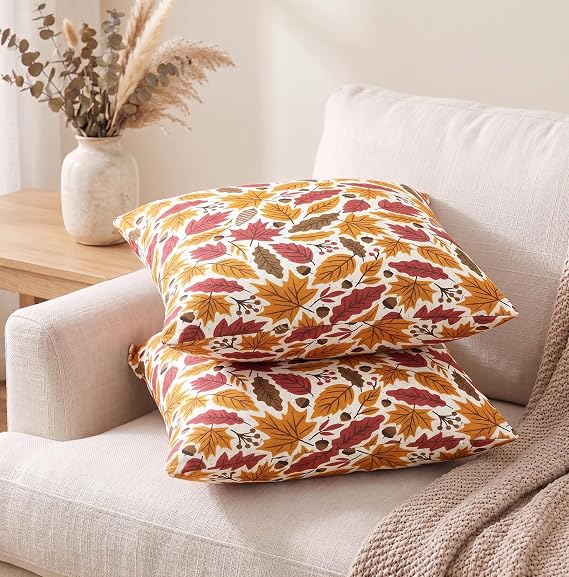 PurpleEssences Autumn Pillow Covers, 16x16 in - Fall Garden