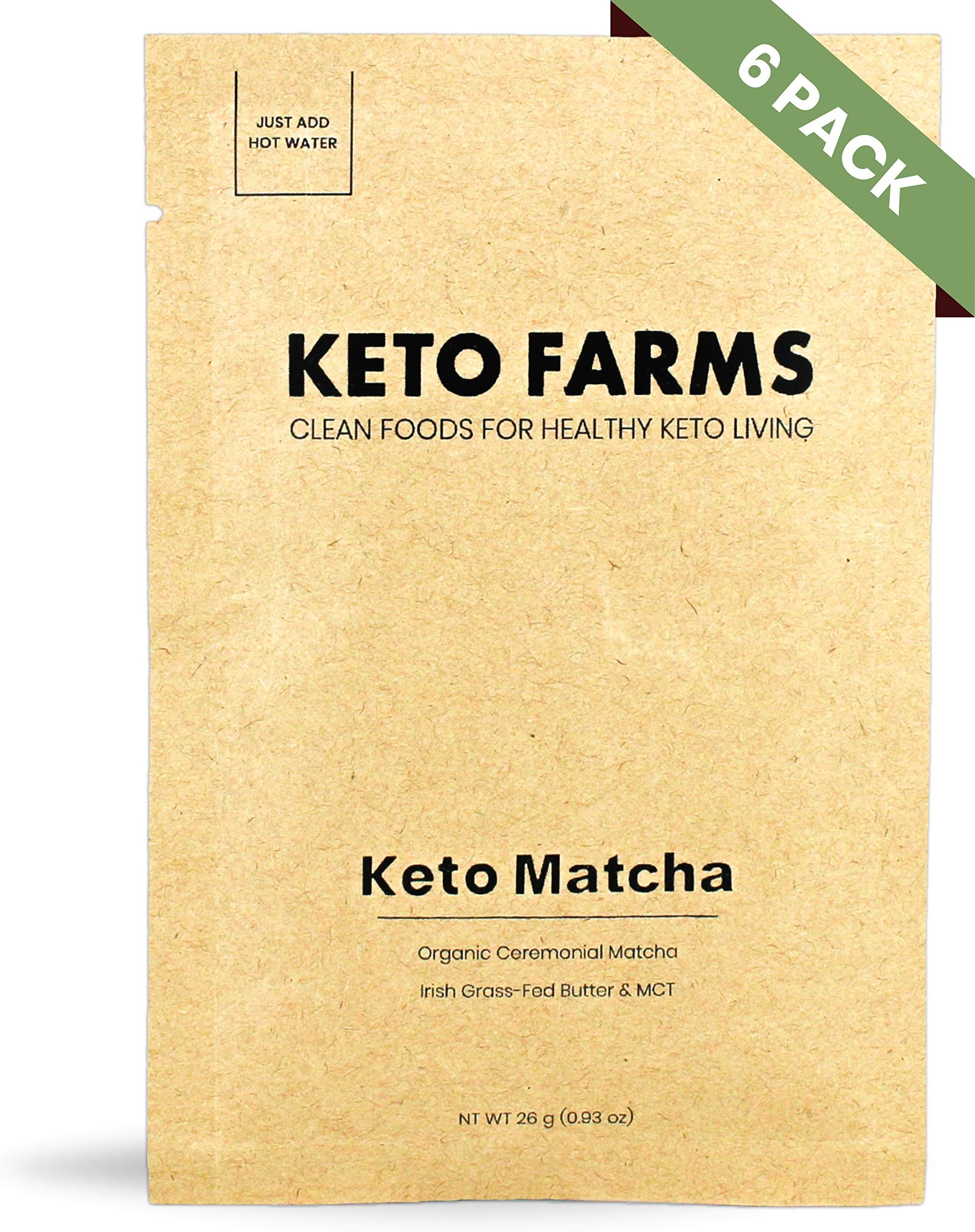Keto Matcha Tea with MCT Oil by Keto Farms, Instant Packets (Unsweetened), 6 Pack