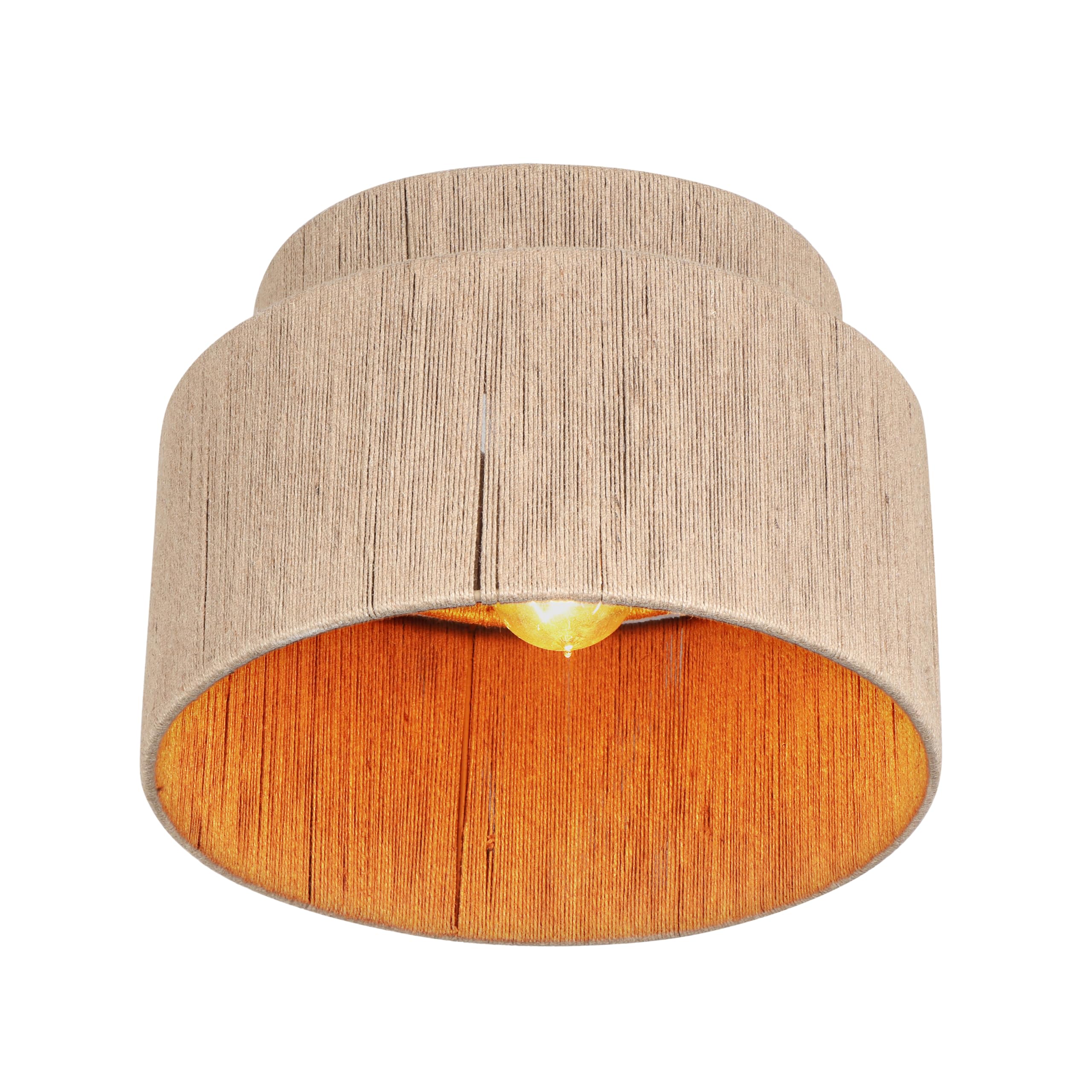 Trio Leuchten Lámpara de techo SMILLA 666800136, metal beige, pantalla de yute natural, exc. 1x E27
