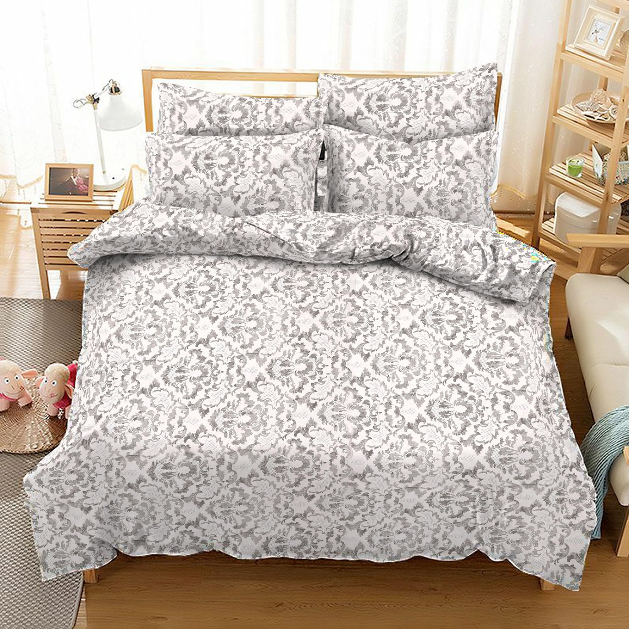 Reliance Bedding 100% Egyptian Cotton Single Duvet Cover Sets 400 Thread Count Quilt Cover Sets Single Floral Printed Bed Set with Pillow Case