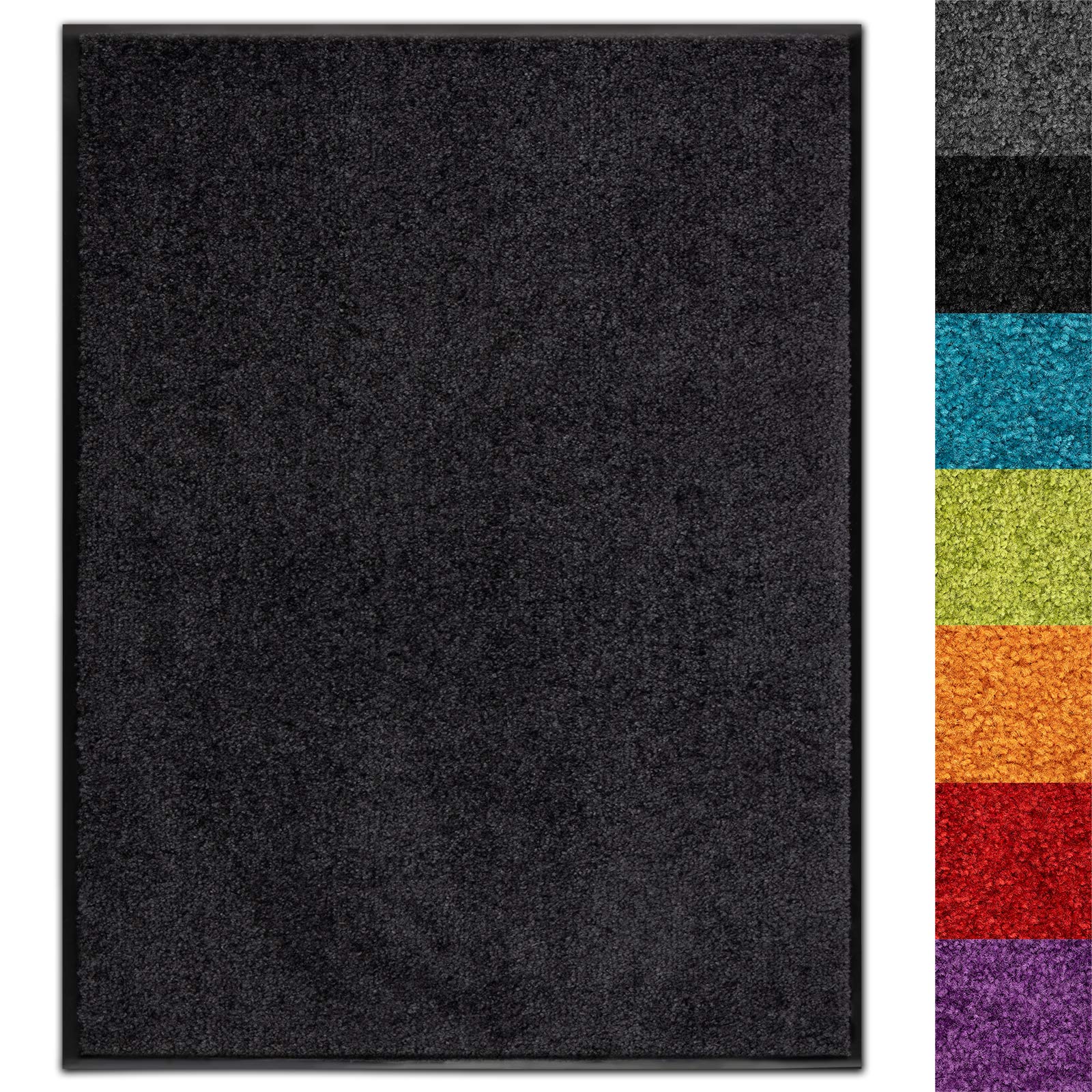 Floordirekt Dirt Trapper Mat Use&Wash, Washable Door Mat, Absorbent Entrance Mat for Indoor and Outdoor Home and Commercial, Dust Control Floor Mat, Non-slip Hallway Runner (135 x 200 cm, Black 1000)
