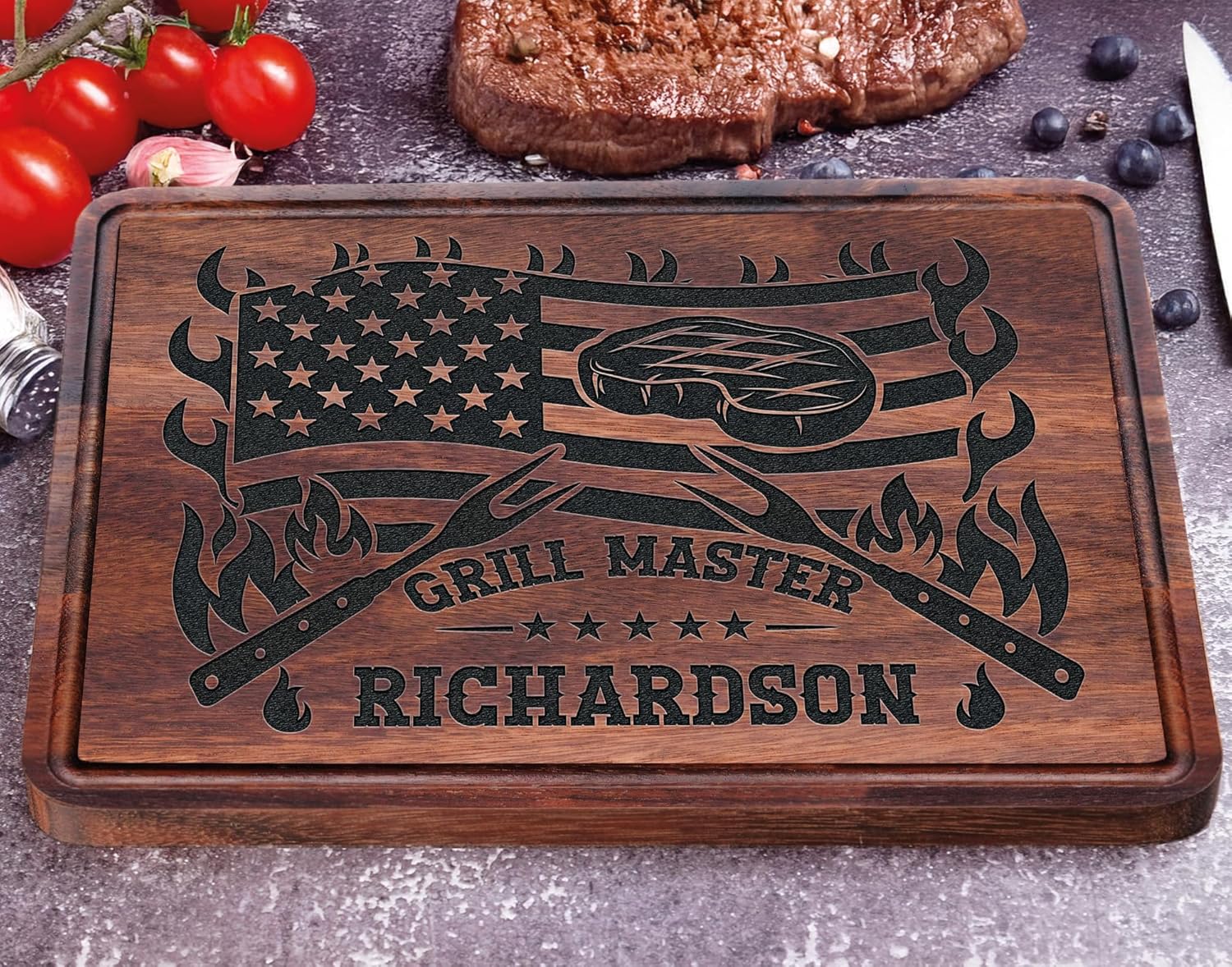 Personalized Grill Cutting Board, BBQ Grilling Gift For Men, Mens Christmas Gifts, Father’s Day or Birthday Gift for Men, Wood Engraved Gifts for Dad - Image 8
