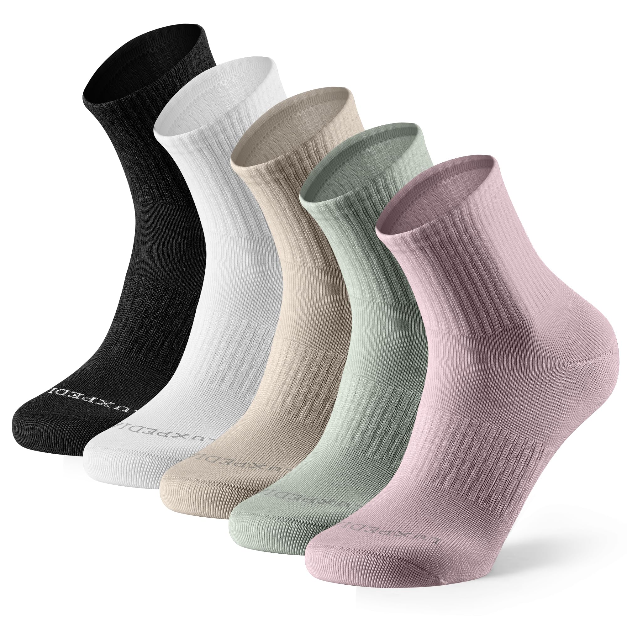 Women's Athletic Casual Quarter Crew Socks, Seamless Toe Arch Support Soft Breathable, 5 Pack-picture-32