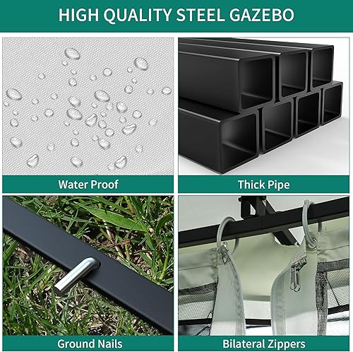 Miniatura 3 de YITAHOME Cenador para exteriores de 10 x 12 pies, techo doble con red extraíble, parte superior suave ventilada con marco de metal para patio, patio