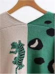 WDIRARA Cardigan pour les femmes Color Block Leopard Imprimer Open Front Sweater Button Down Outwear