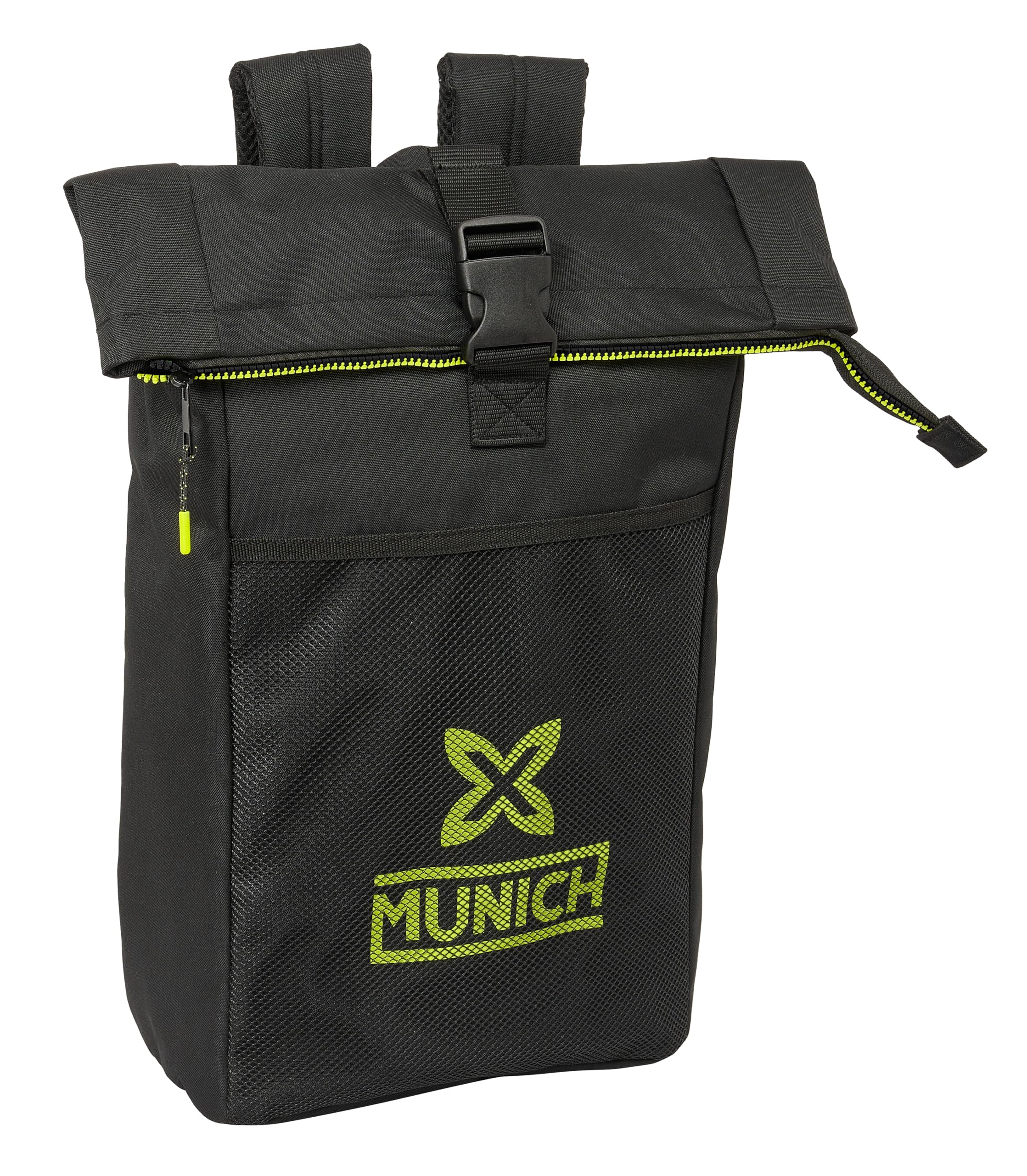 Safta MUNICH BEAT – Backpack with Flap for 15.6 Inch Laptop, Ideal for Different Ages, Comfortable and Versatile, Quality and Resistance, 28 x 13 x 42 cm, Black, Black/White, Estándar, Casual