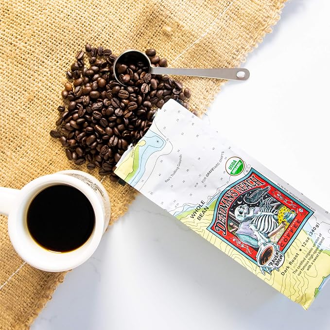 Raven's Brew Coffee Café Orgánico Tostado Oscuro Grano Entero 12oz miniatura 2