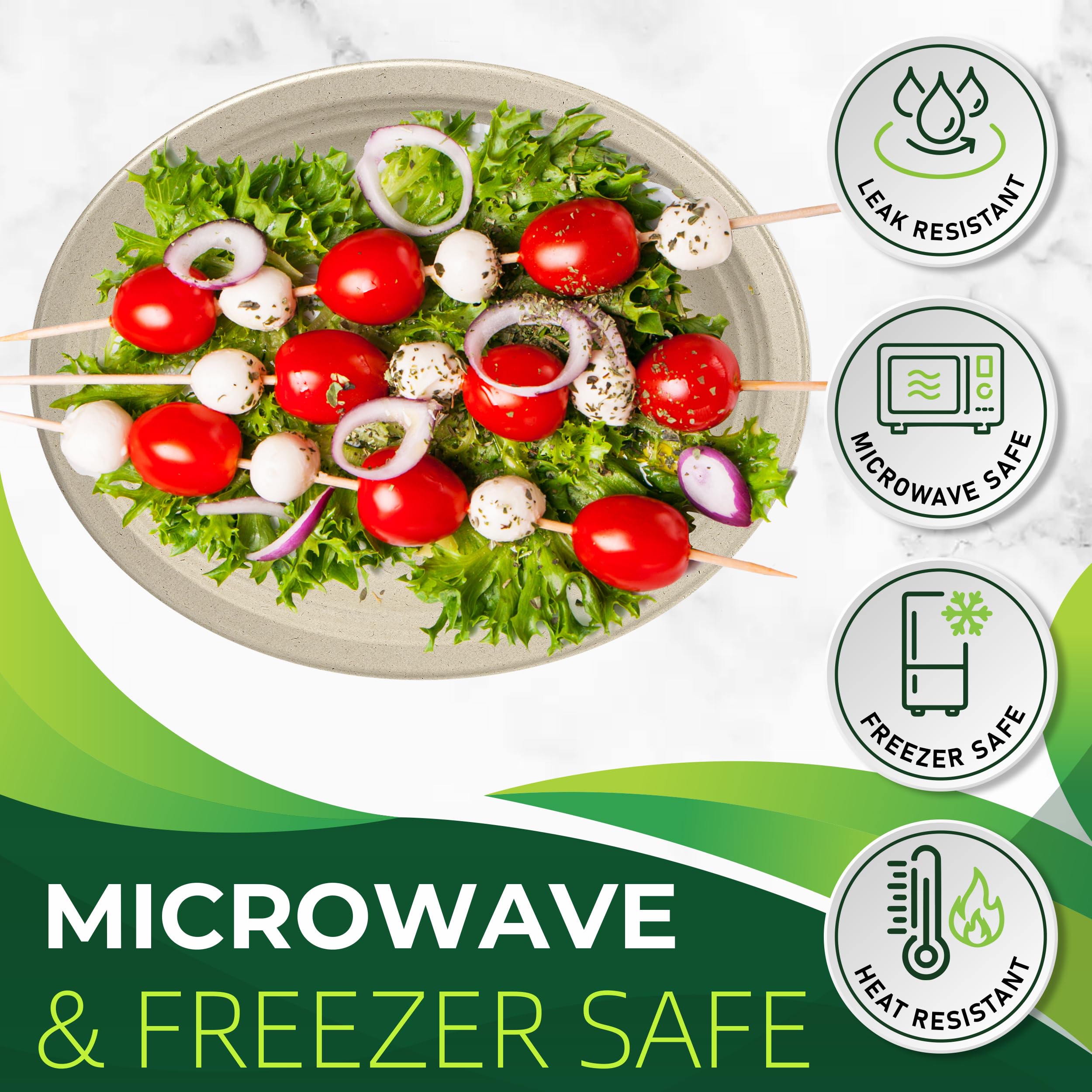 100 piatti di carta ovali originali compostabili al 100% (30,5 cm), piatti usa e getta resistenti, piatti da portata ecologici, biodegradabili, per insalata, pasti, dessert, perfetti per feste