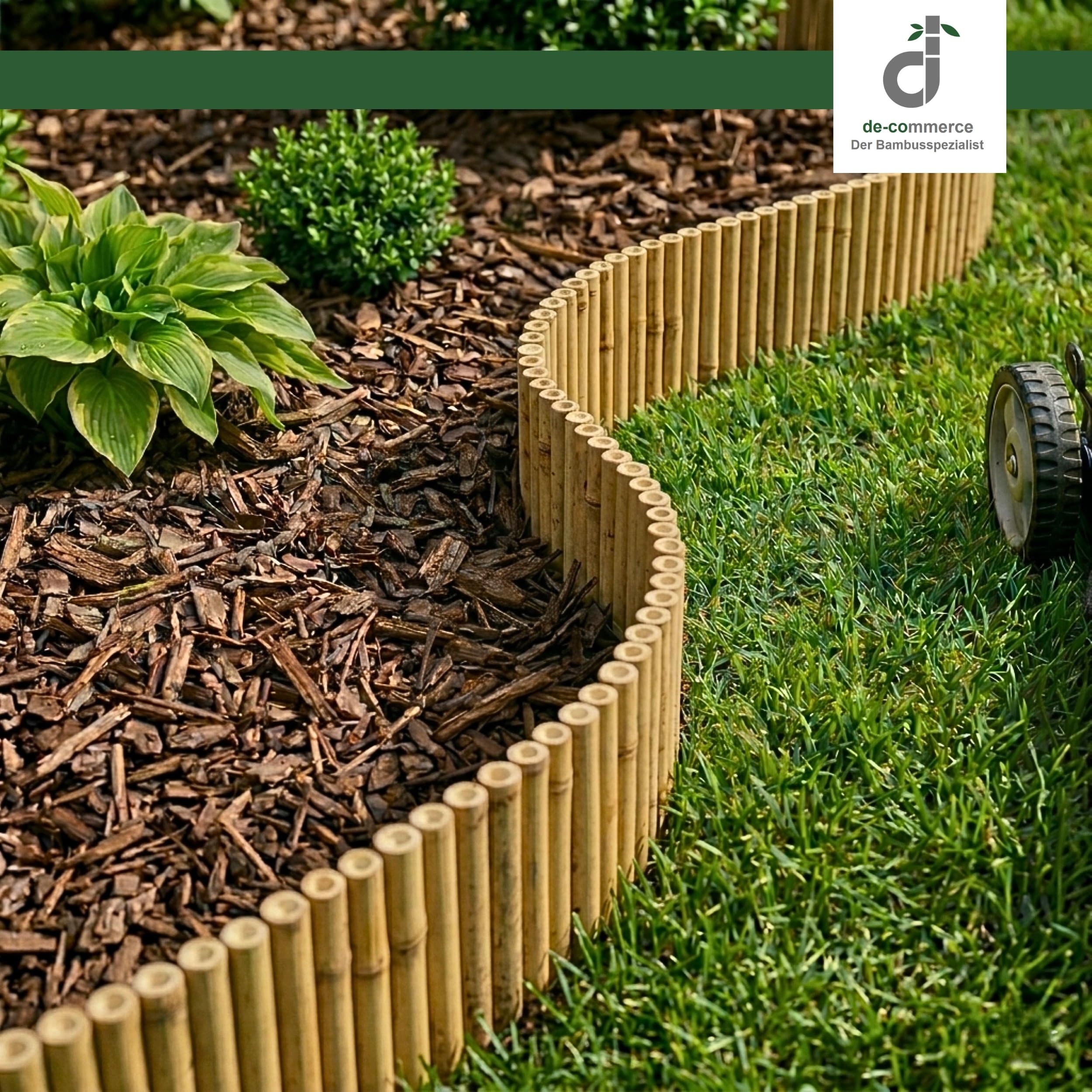 DE-COmmerce Bambus Beetumrandung ATY Nature (H x B) 45 x 200 cm Oben geschlossen Rasenkante Beeteinfassung Beetbegrenzung Bambuszaun für Garten
