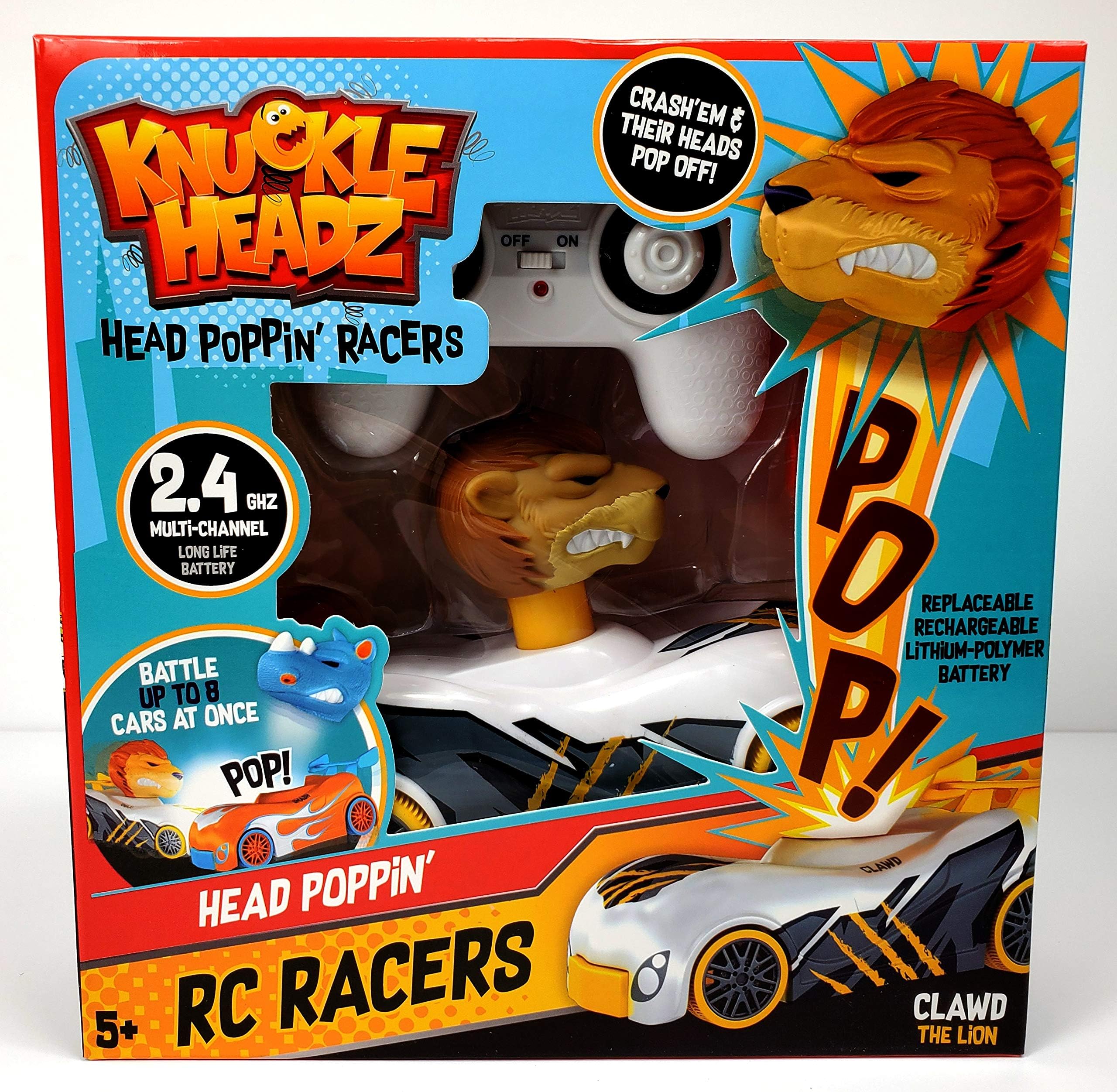Knuckle HeadzR/C Remote Control Rechargable Crash Derby Race Car with Easy-Turn Technology - Clawd The Lion