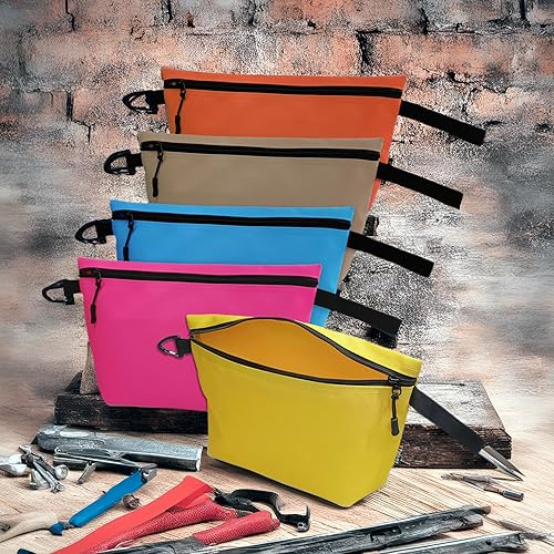 Miniatura 2 de Paquete de 5 bolsas de herramientas, almacenamiento y organización de utilidad. Bolsa de lona con cremallera de lona afilada