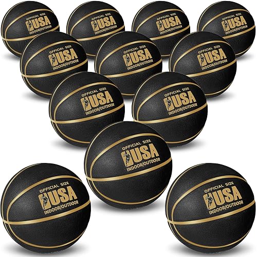 Lenwen Official Size Basketball Size 7 Black Gold Printed Rubber