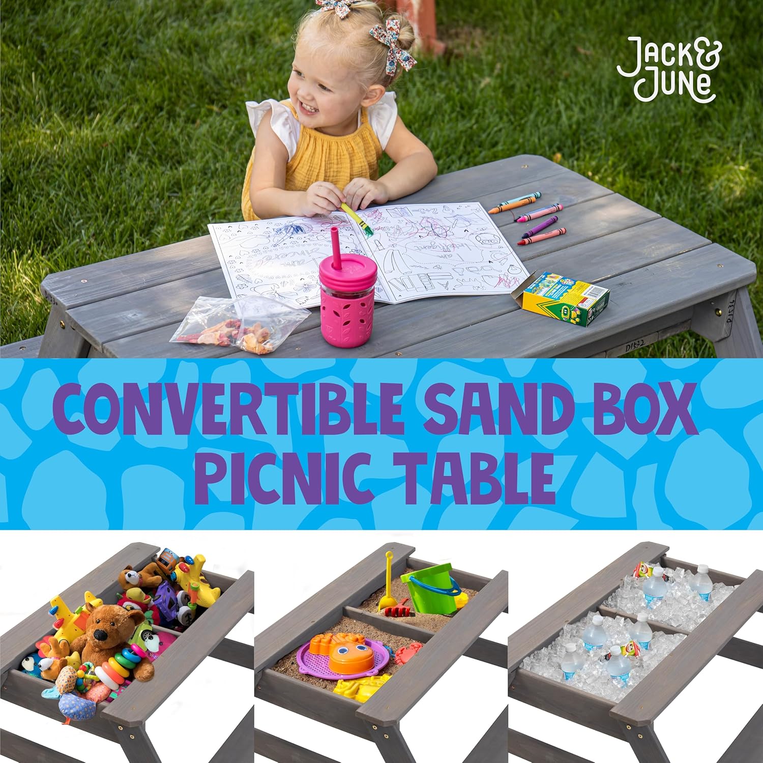 Jack & June Cedar Convertible Sand Box and Picnic Table Playset
